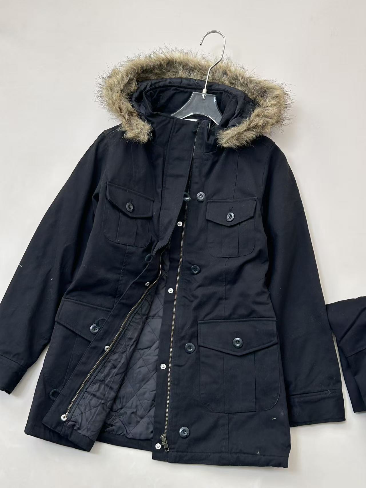 Women's cotton jacket, hooded thick coat